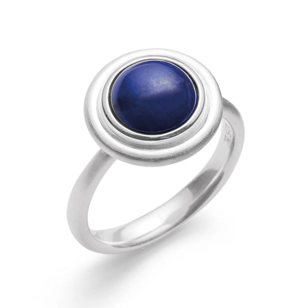 Sterling sølv Ring mat/blank, lapis 2,73ct