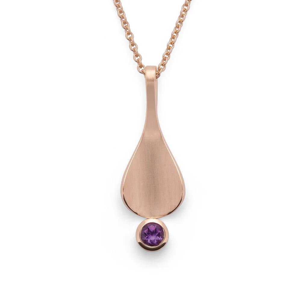 Sterling sølv Vedhæng, rosé fg. mat/blank, ametyst 0,24ct