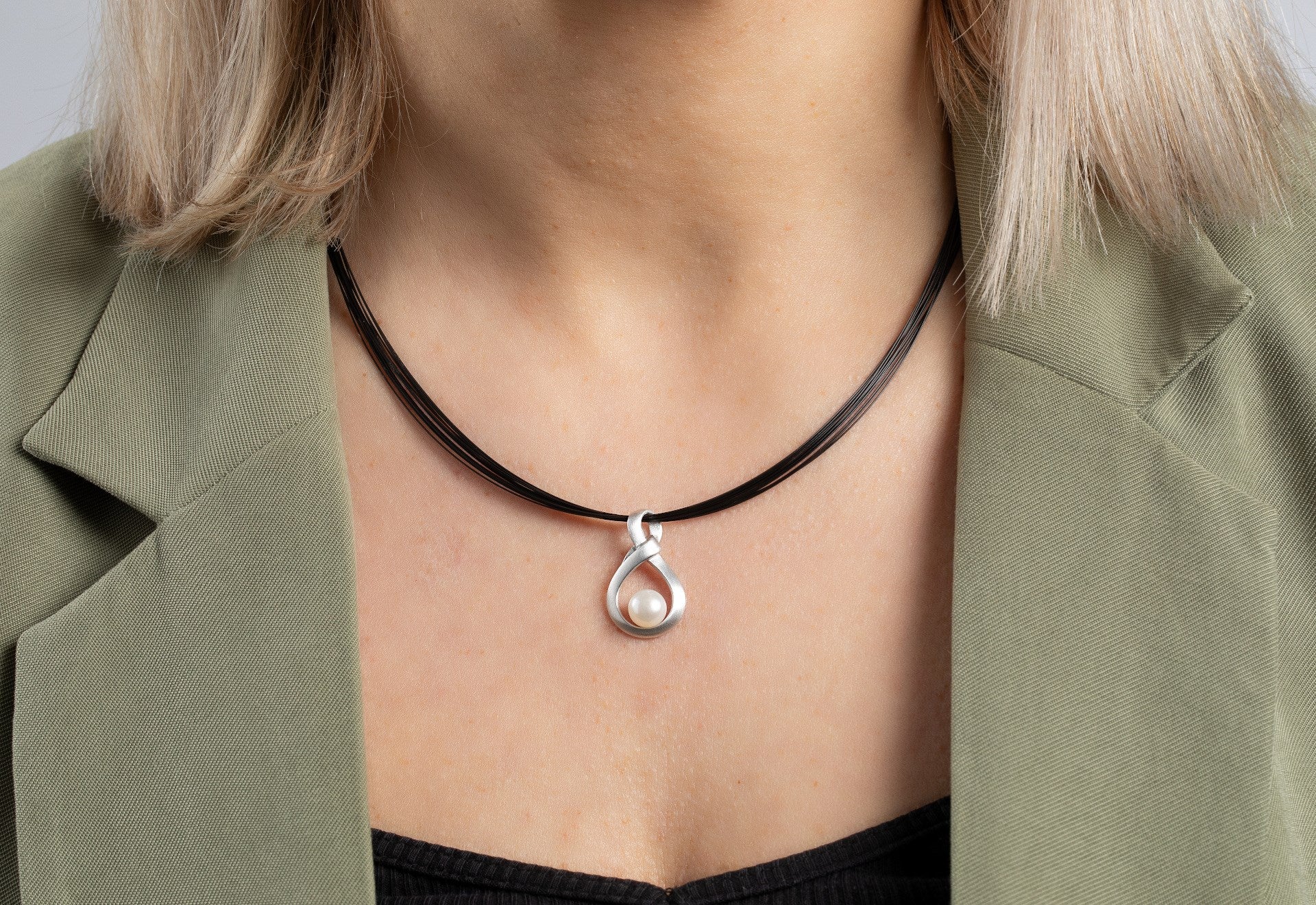 Sterling sølv Vedhæng, rho. mat., kulturperle 1,76ct