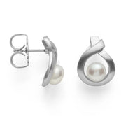 Sterling sølv ørehænger, mat rho., kulturperle 2.12ct