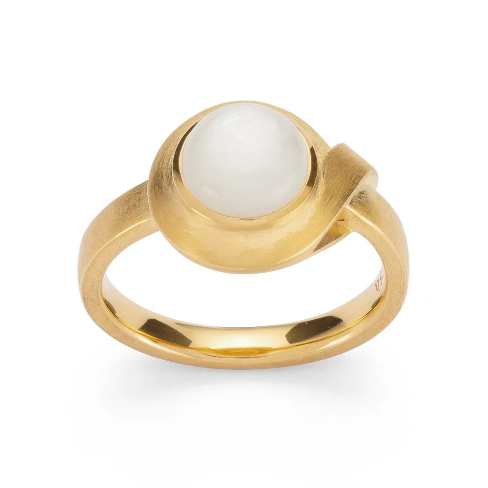 Sterling Ring, fg mat/blank, månesten 1.40ct