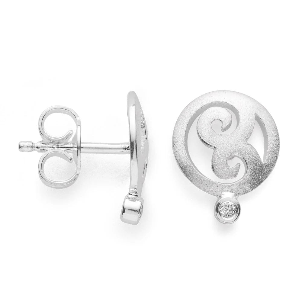 Sterling sølv Ørestikker sandblæst, br 0.02ct W-SI
