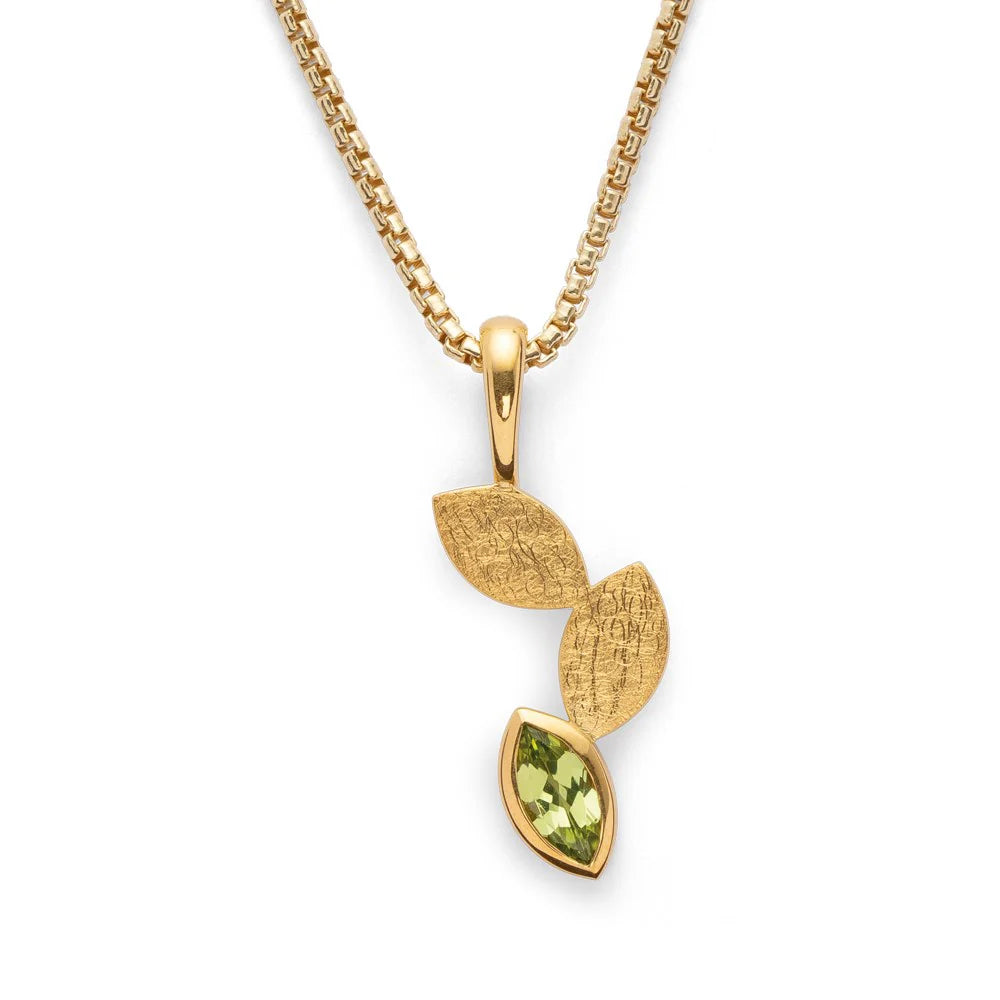 Sterling sølv Vedhæng, fg børstet/blank, peridot 0,58