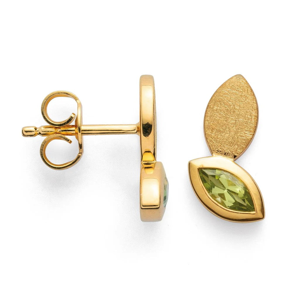 Sterling sølvØrestikker, fg børstet/blank, peridot 0,5ct