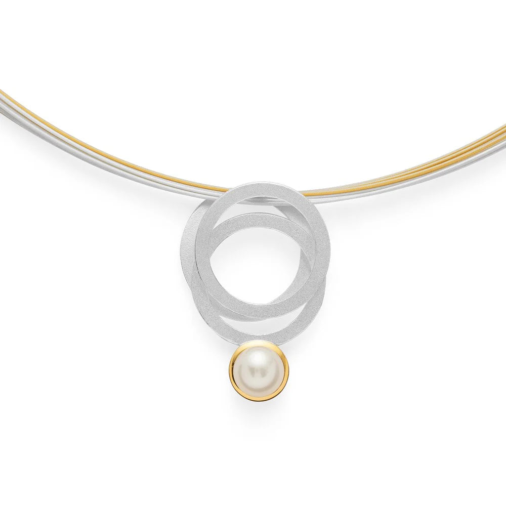 Sterling sølv Vedhæng, delvis fg mat/blank, perle 1,52ct