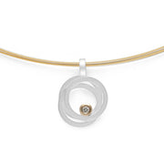 Sterling sølv Vedhæng, fg 14K mat/blank, 0,02ct W-SI