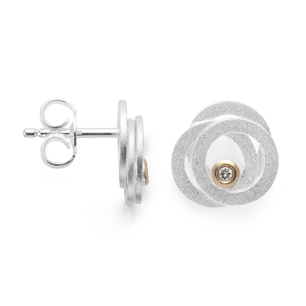 Sterling sølv Ørestikker mat/blank, br 0.02ct W-SI