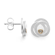 Sterling sølv Ørestikker mat/blank, br 0.02ct W-SI