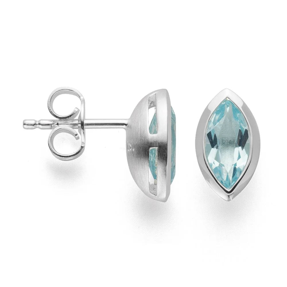 Sterling sølv Ørestikker polerede, Topaz Himmelblå 1.26ct