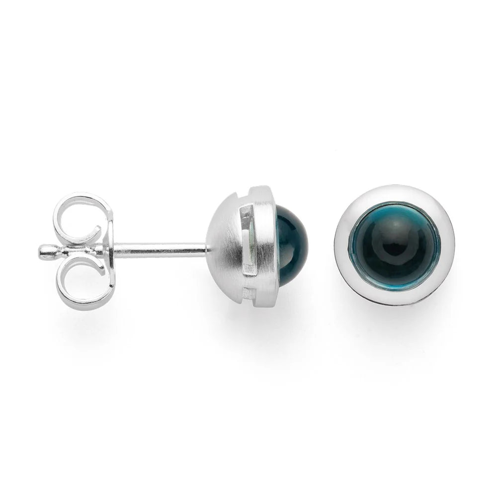 Sterling sølv Ørestikker blanke, topas London Blue 1.45ct