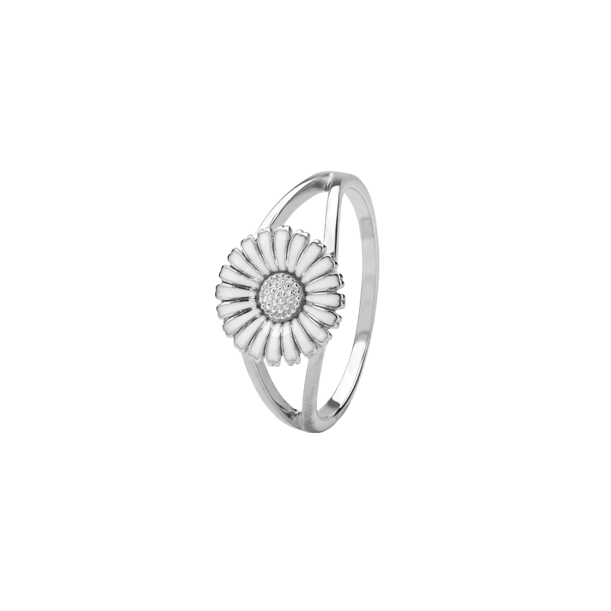 Sølv ring m/10mm marguerit hvid