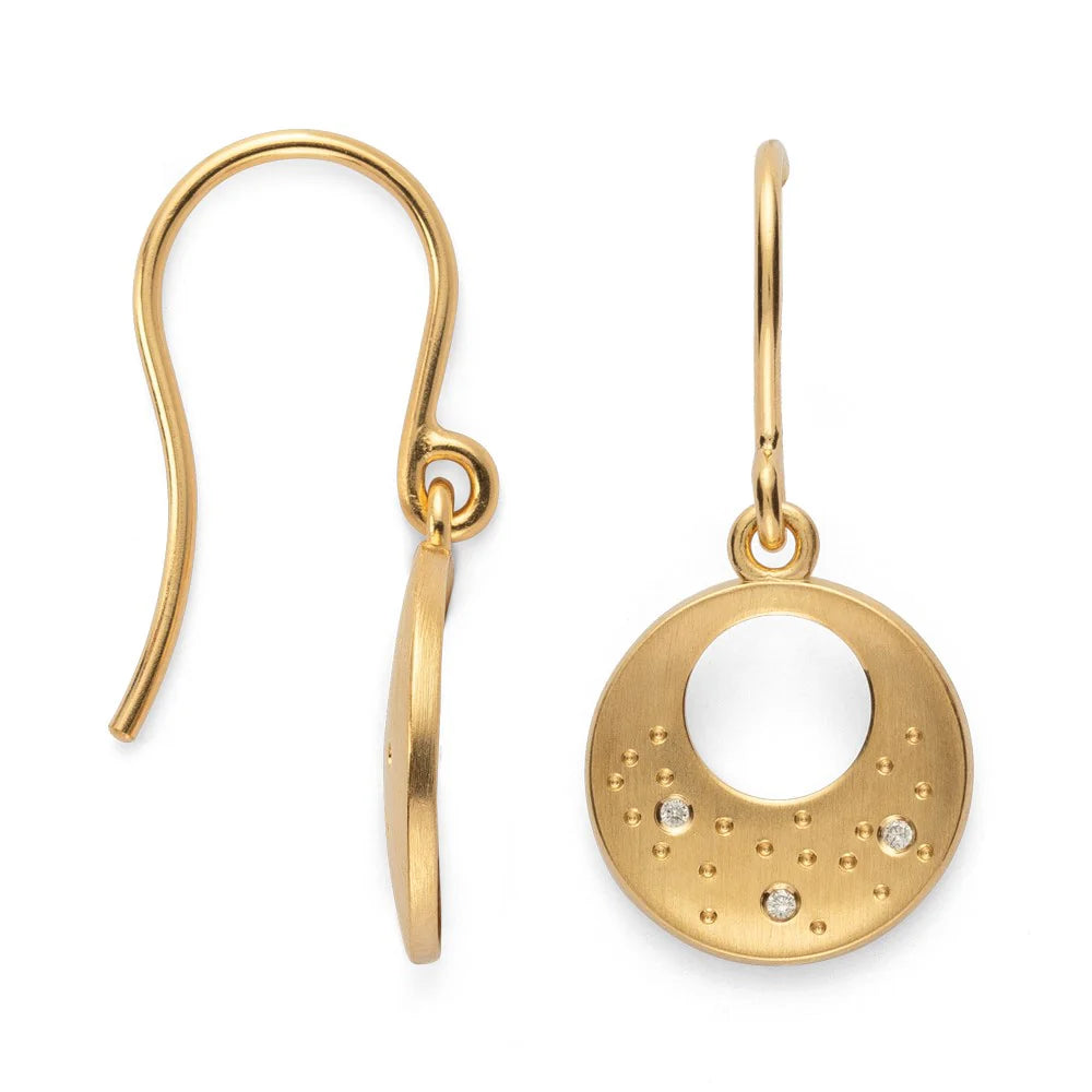 Sterling sølv øreringe, fg mat br 0,03ct W-SI