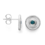 Sterling sølv Ørestikker mat, Topaz London Blue 0,14ct Ej rhodineret