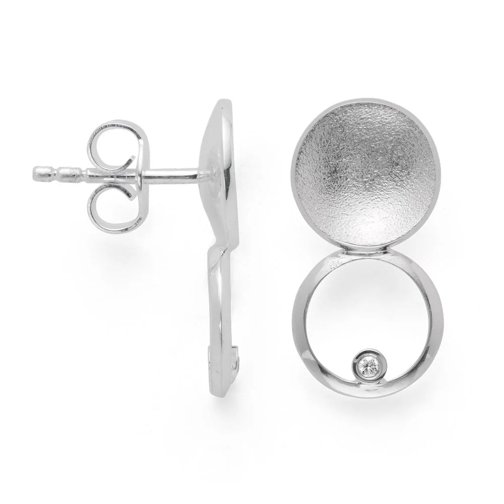 Sterling sølv Ørestikker sandblæst/blank, br 0.02ct