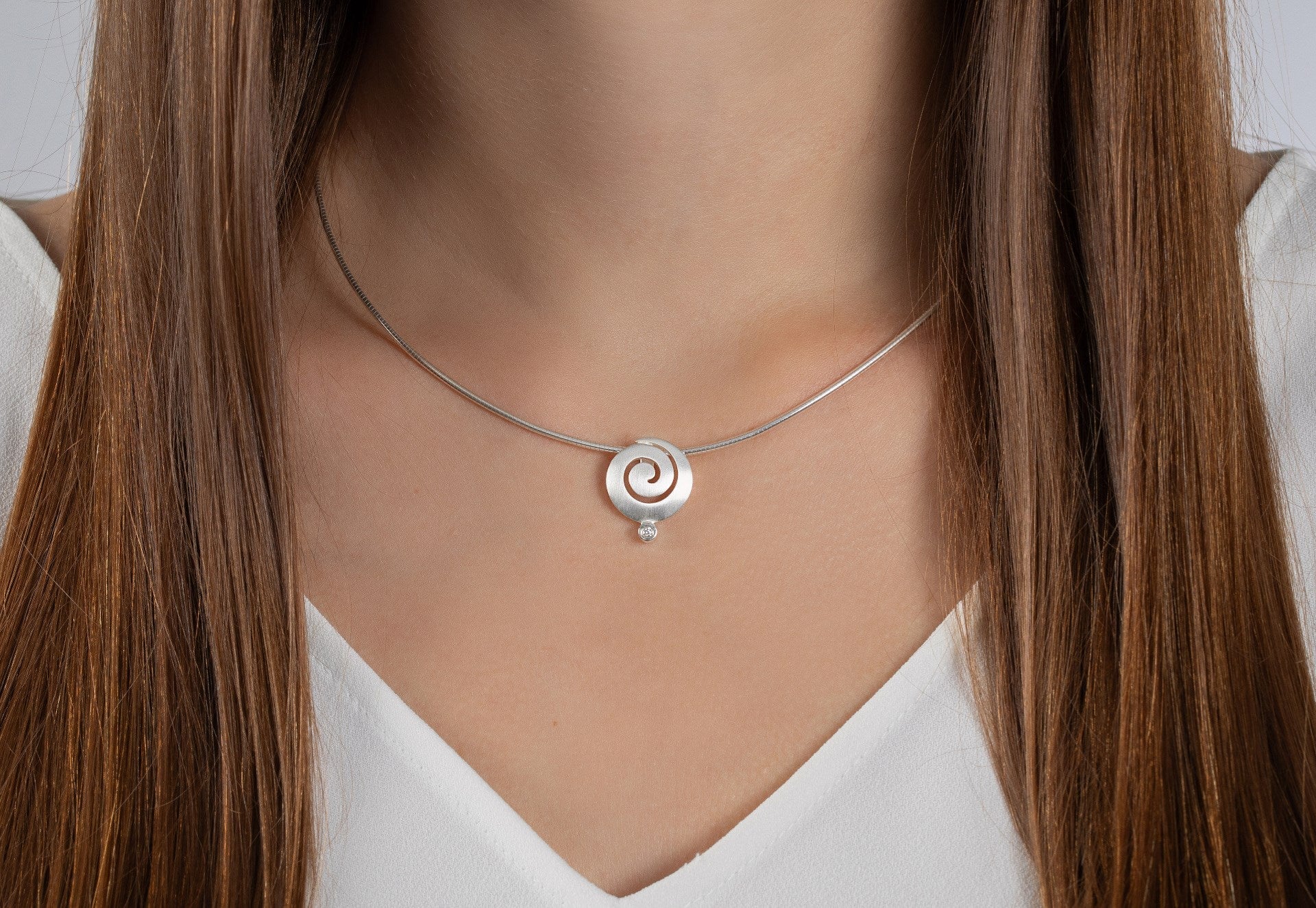 Sterling sølv Vedhæng mat/blank, brillant 0,03ct