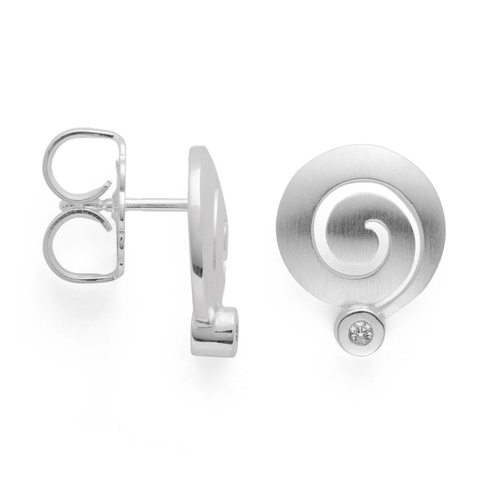 Sterling sølv Øreringe mat/polerede, br 0.04ct W-SI