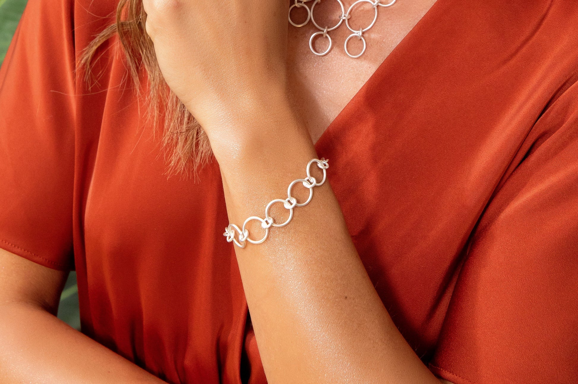 Sterling sølv armbånd mat/blank, 19cm