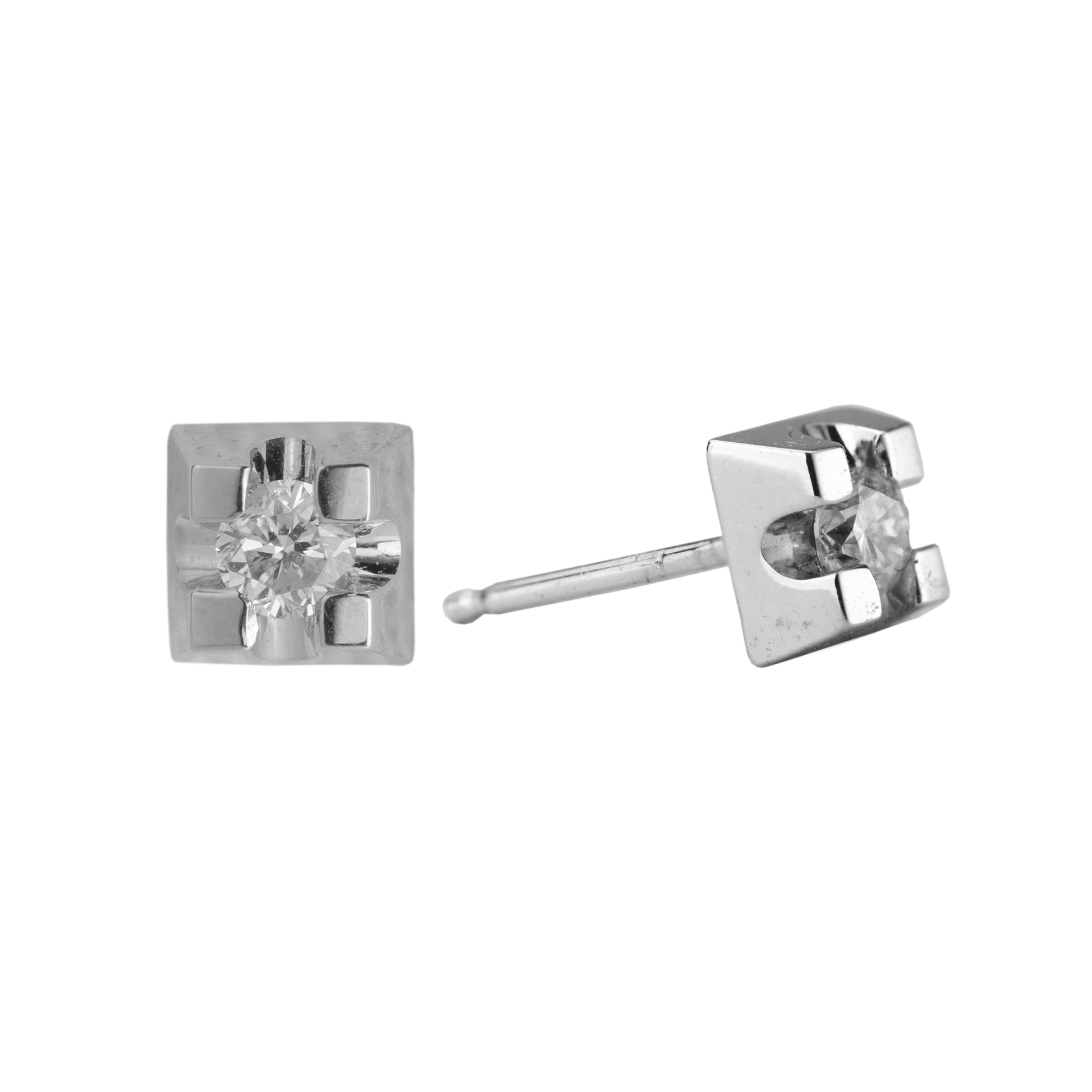14KT HV.ØRESTIK BRILL.2X0,10CT WPI