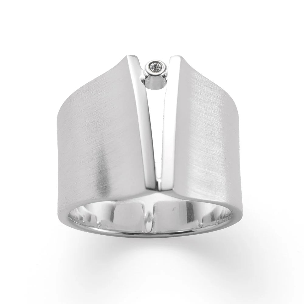 Sterling sølv Ring mat/blank, 0,02ct W-SI