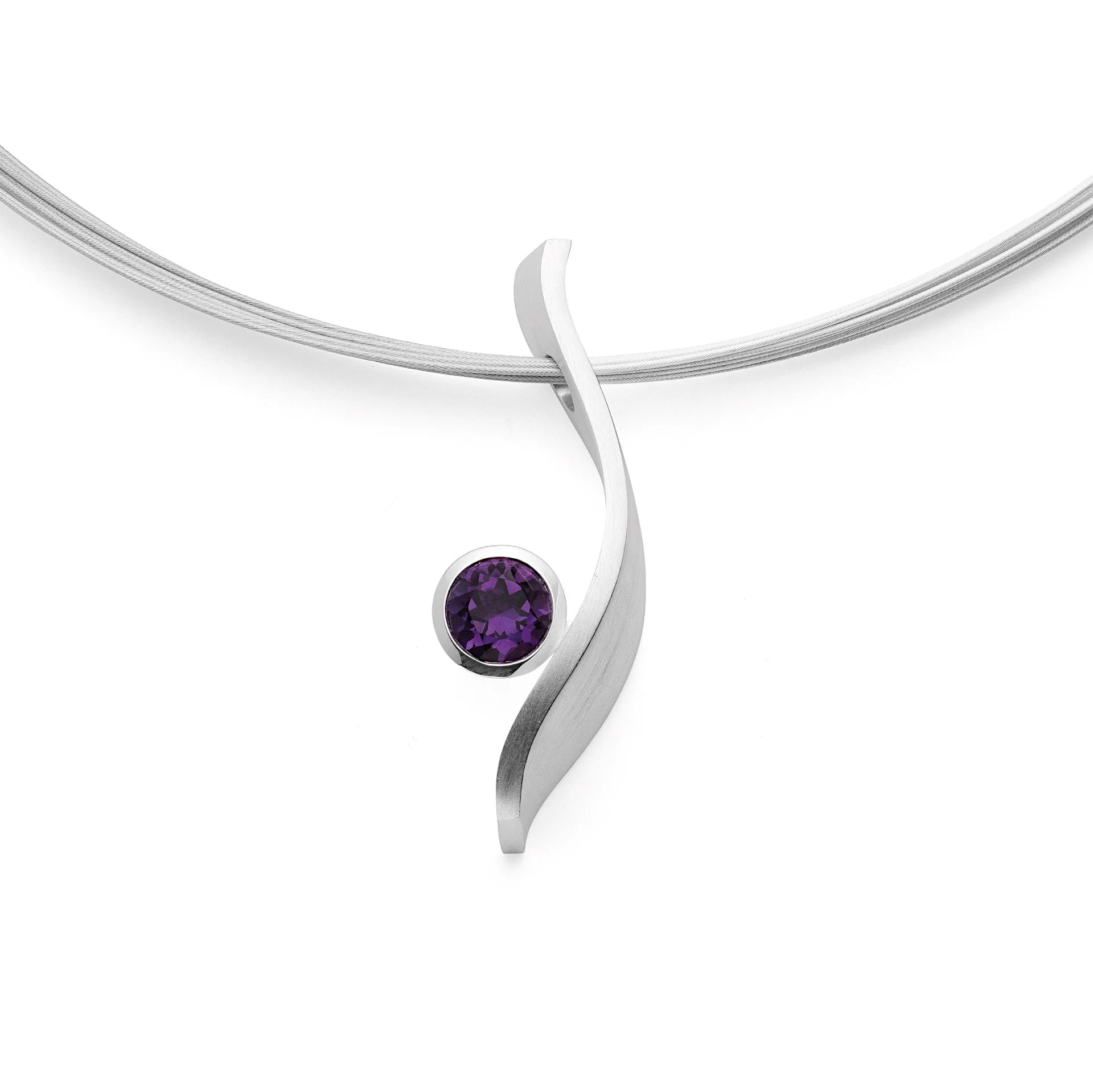 Sterling sølv Vedhæng mat/blank, ametyst 1,21ct