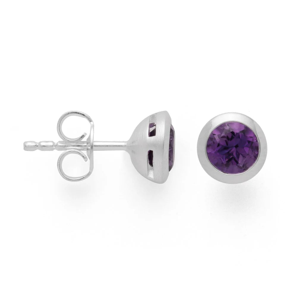 Sterling sølv Ørestikker mat/blank, ametyst 1,24ct