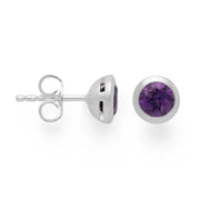 Sterling sølv Ørestikker mat/blank, ametyst 1,24ct
