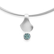 Sterling sølv Vedhæng mat/blank, blå topas 1,08ct