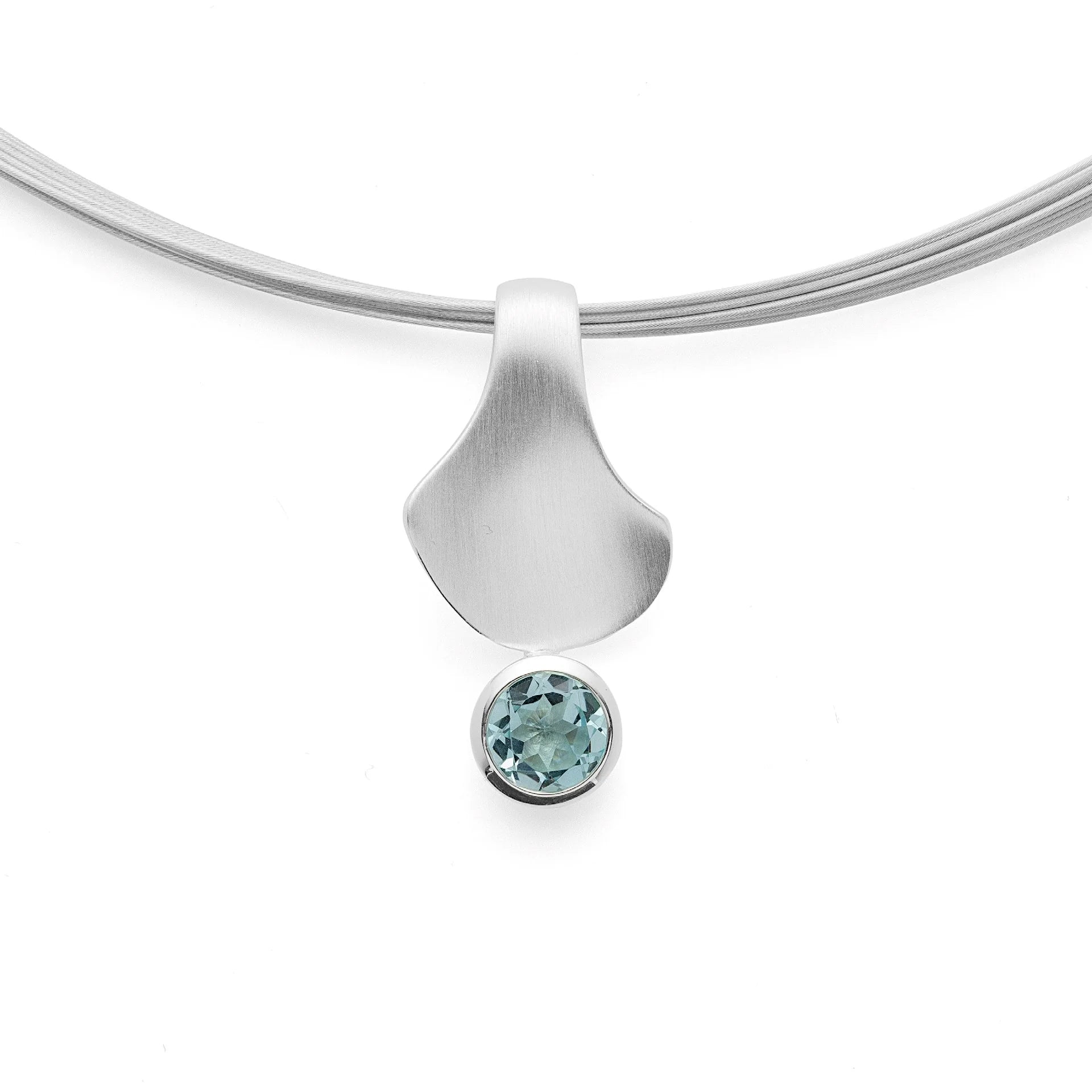Sterling sølv Vedhæng mat/blank, blå topas 1,08ct