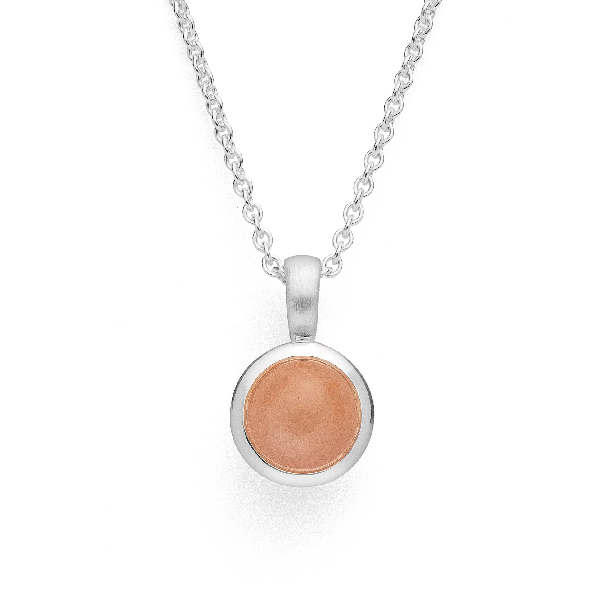 Sterling sølv Vedhæng mat/blank, månesten blush 1,85ct