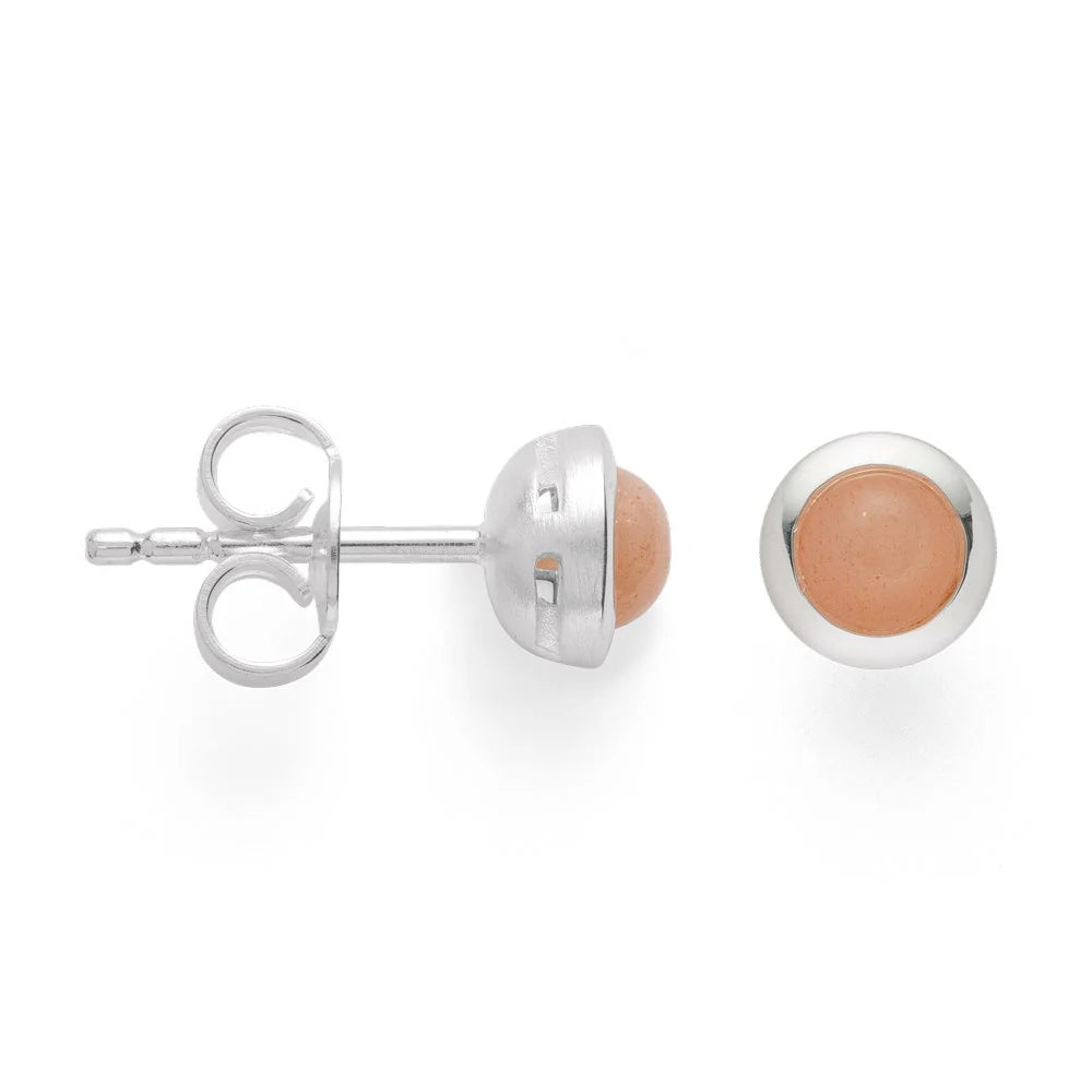 Sterling sølv Ørestikker mat/blank, månesten 1.19ct