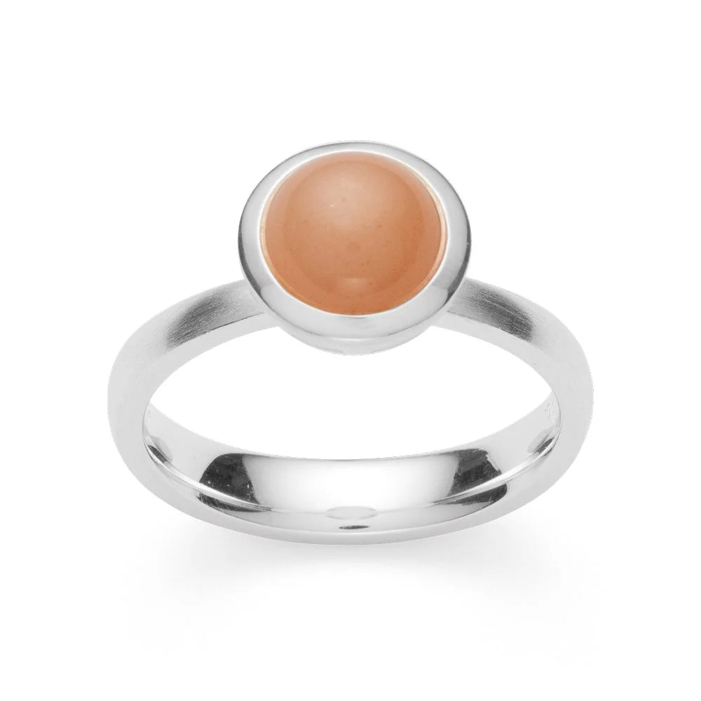 Sterling sølv Ring mat/blank, månesten blush 1,85ct