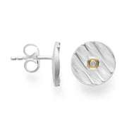 Sterling sølv Ørestikker, fg, tekstureret/blank, br 0.02ct