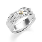 Sterling sølv Ring, fg tekstureret/blank, 0,015ct