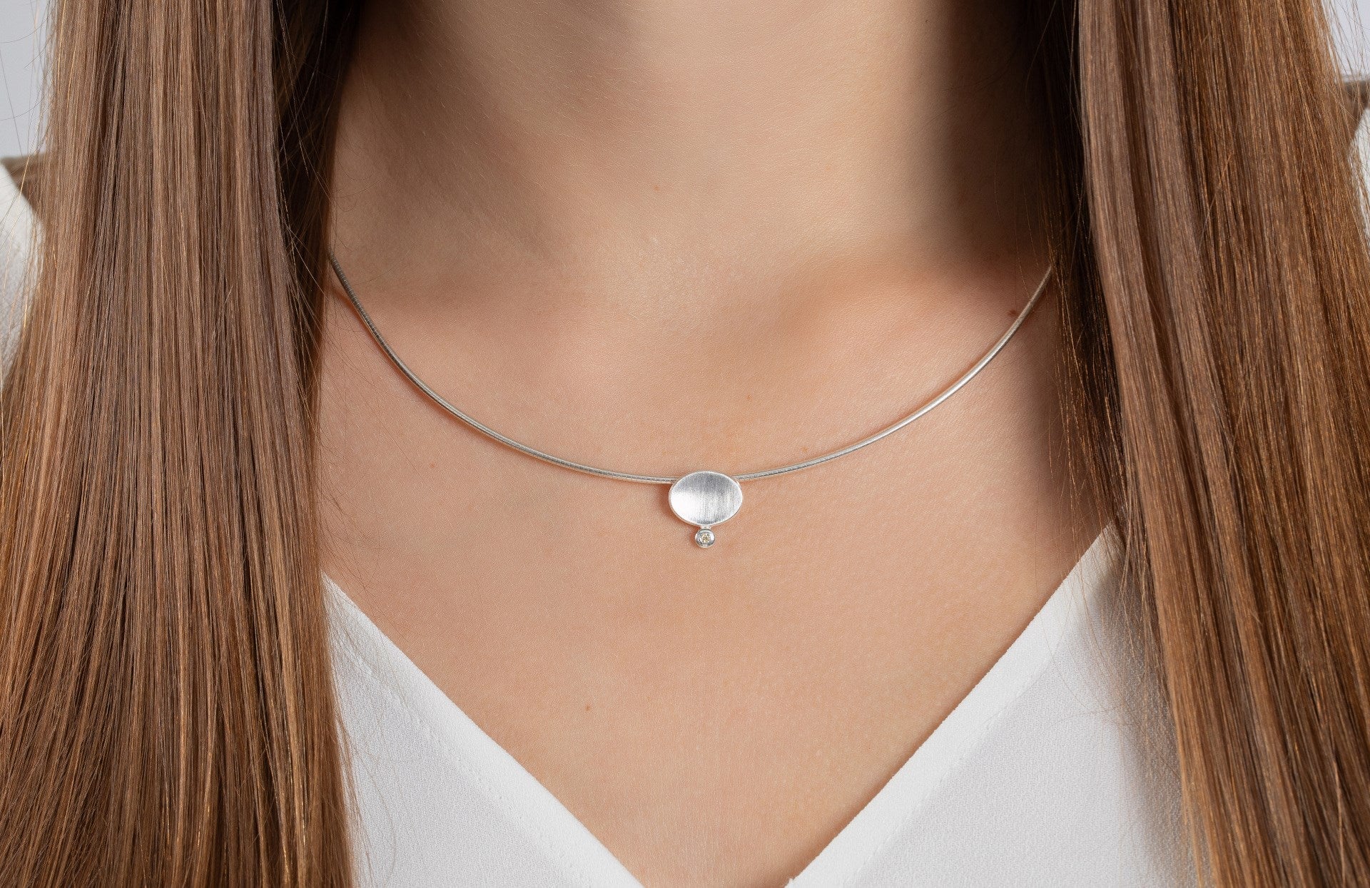 Sterling sølv Vedhæng mat/blank, brillant 0,015ct W-SI
