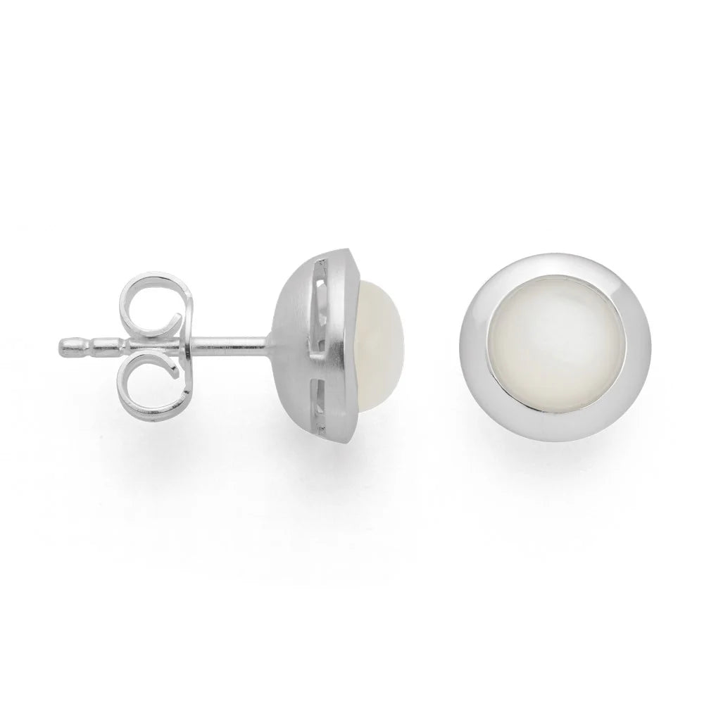 Sterling sølv Øreringe blank, hvide månesten 1.63ct