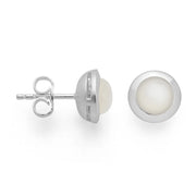 Sterling sølv Øreringe blank, hvide månesten 1.63ct