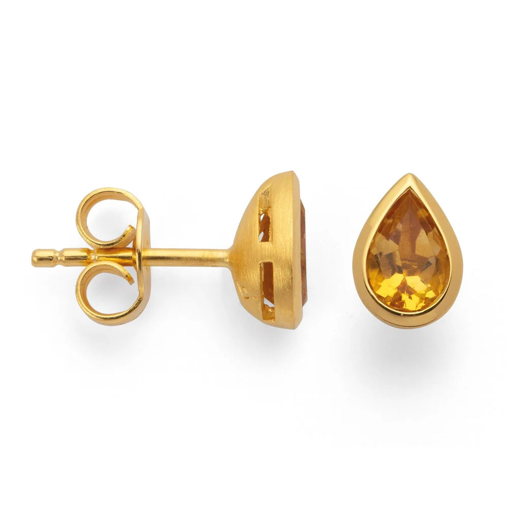 Sterling sølv Ørestikker, fge polerede, citrin 0,84ct