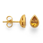 Sterling sølv Ørestikker, fge polerede, citrin 0,84ct