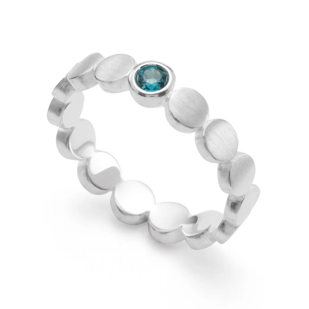 Sterling sølv Ring mat/blank, blå topas 0,14ct