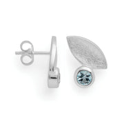 Sterling sølv øreringe, børstet, blå topaz 0,64ct