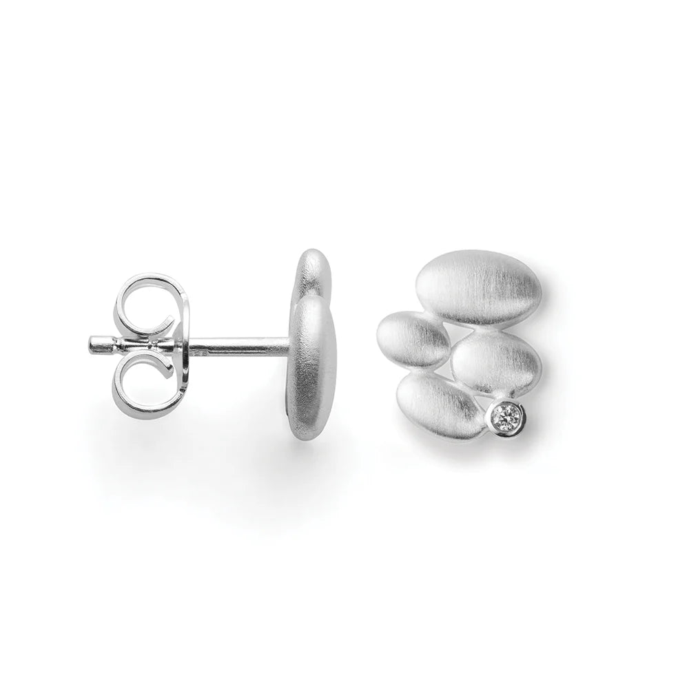 Sterling sølv  øreringe, mat, dia. 0,02ct W-SI