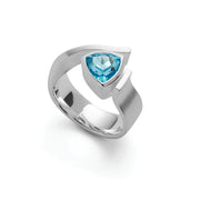 Sterling sølv ring, mat, blå topaz 2,43ct