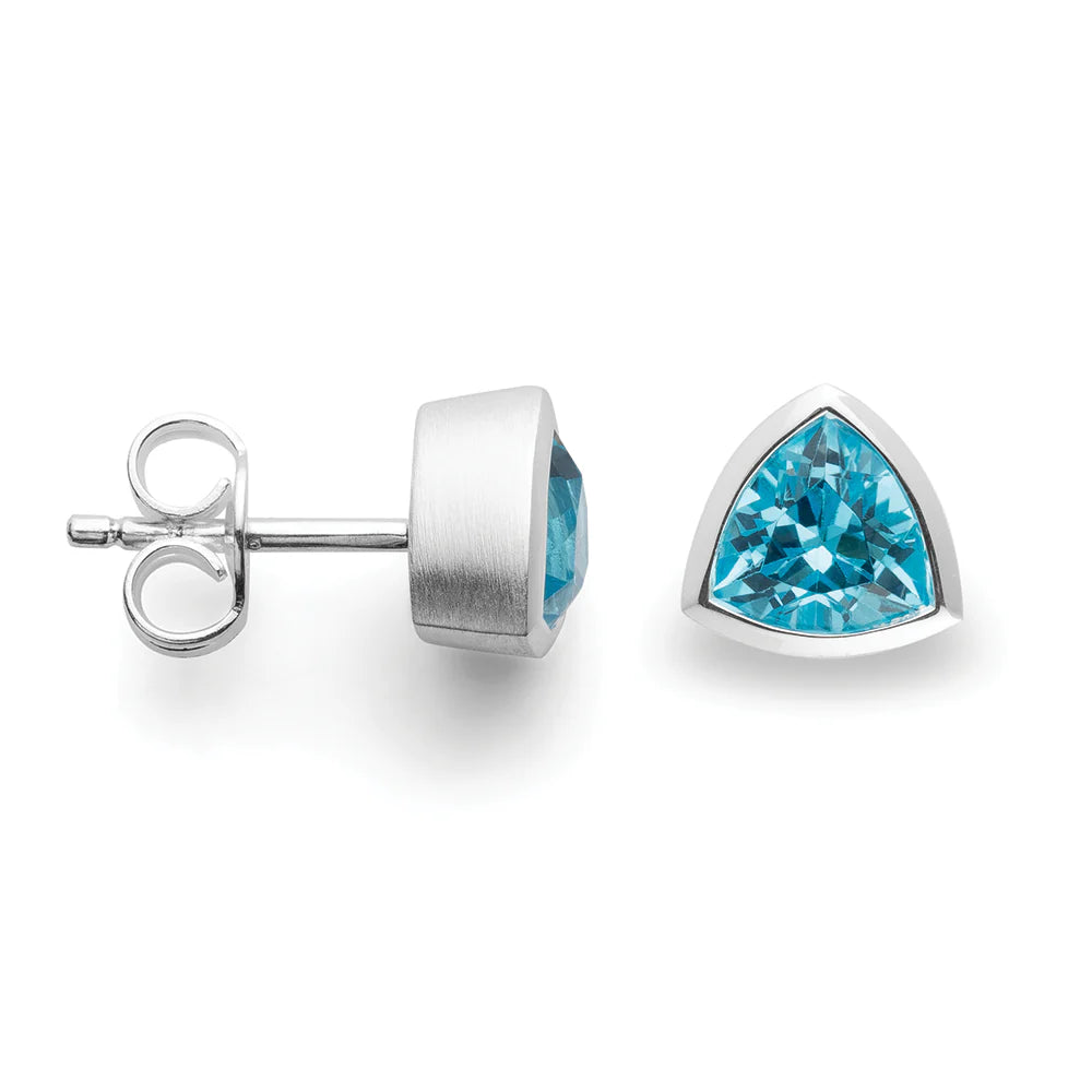 Sterling sølv øreringe, mat, blå topaz 1,85ct