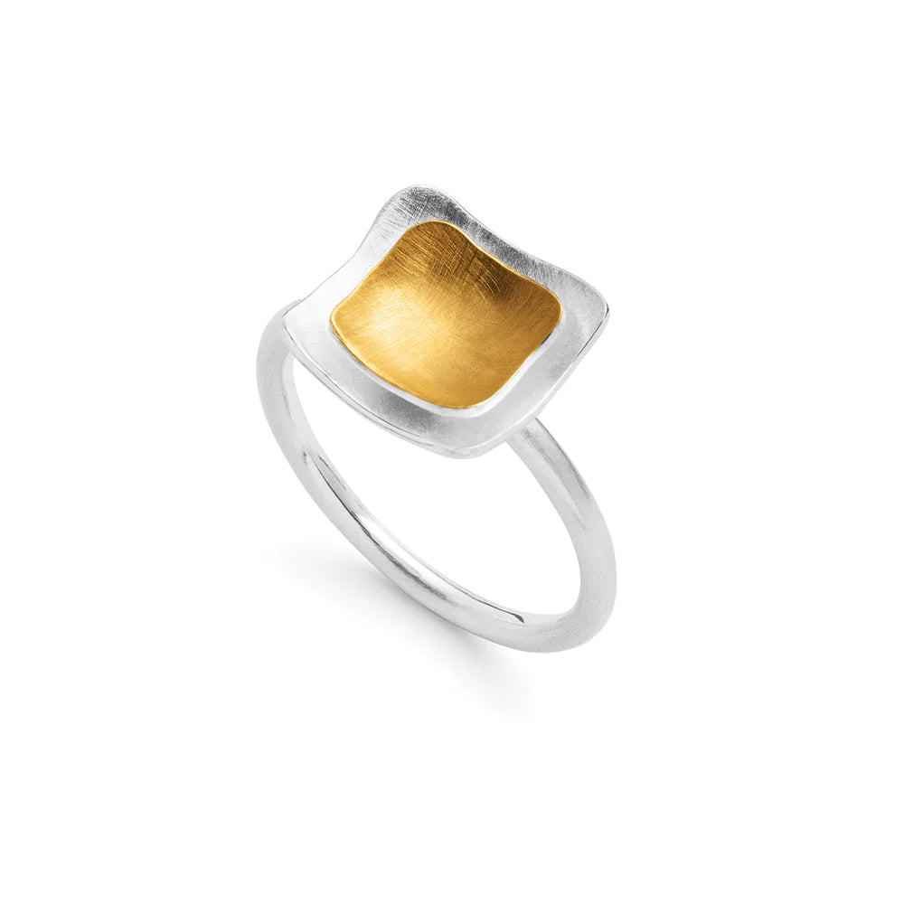 Sterling sølv ring, delvis fg., børstet