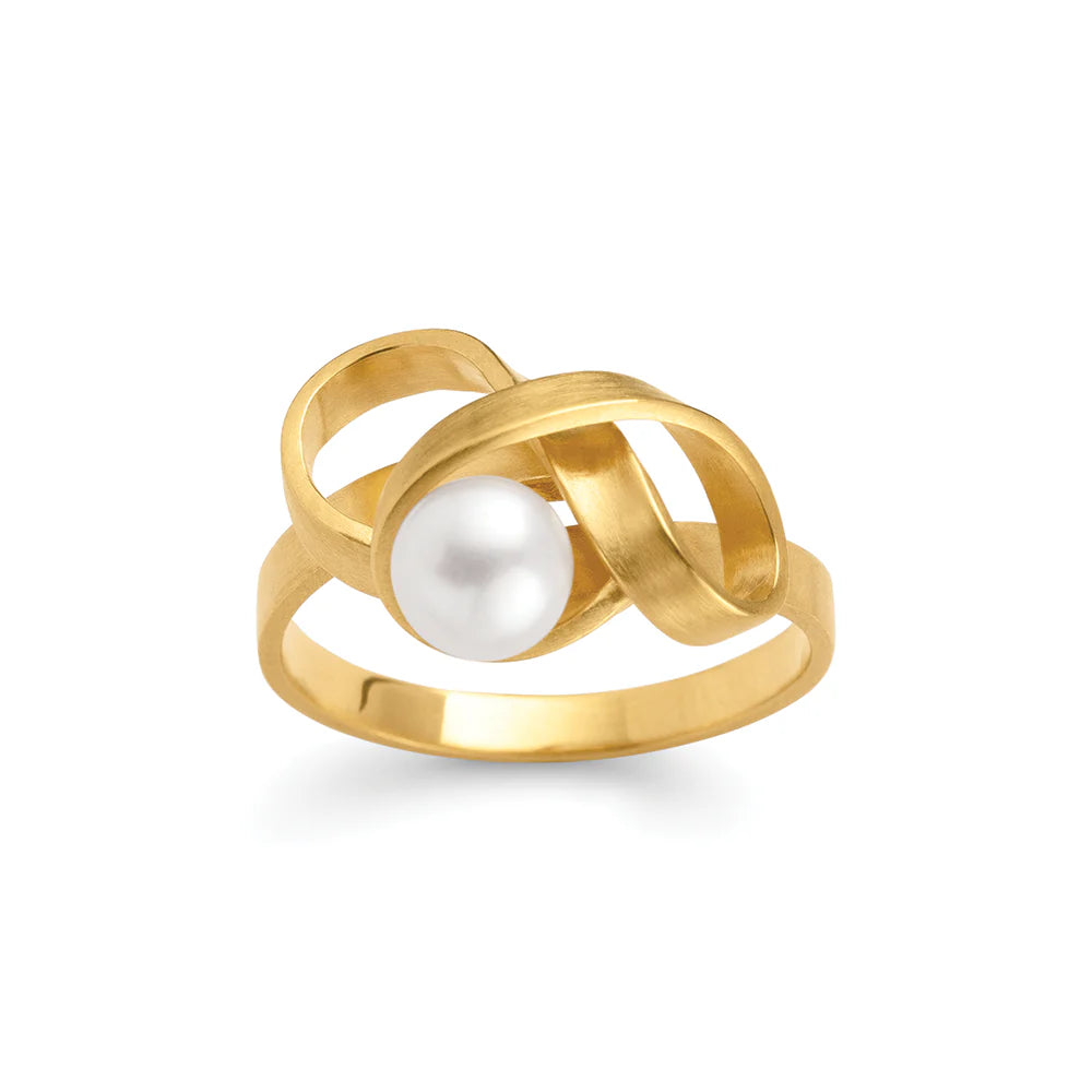 Sterling sølv ring,fg., mat, ferskv.perle 1,37ct