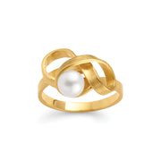 Sterling sølv ring,fg., mat, ferskv.perle 1,37ct