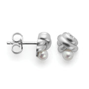 Sterling sølv øreringe,rh.-pl,mat,ferskvandsperles 0,55ct