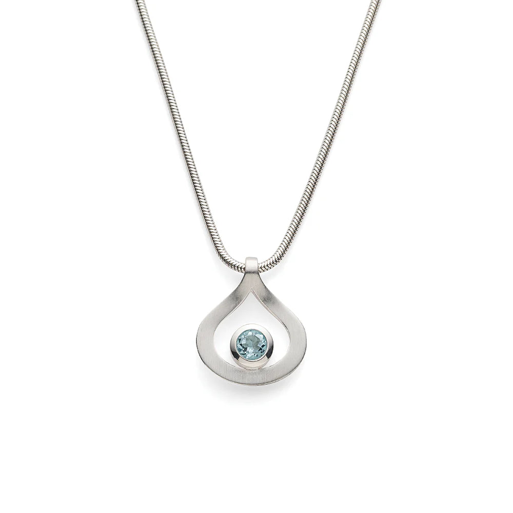 Sterling sølv vedhæng, mat, blå topaz 0,36ct