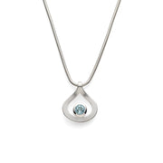 Sterling sølv vedhæng, mat, blå topaz 0,36ct