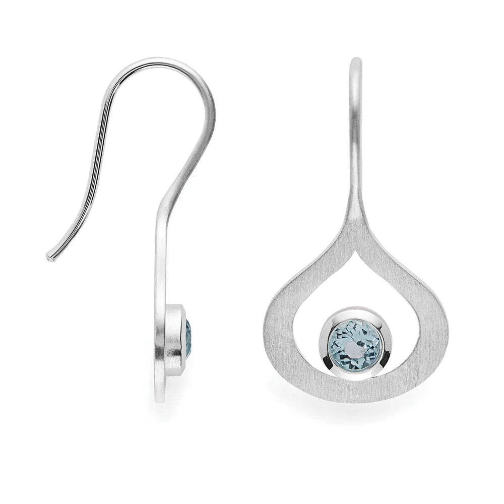Sterling sølv Øreringe, mat, blå topaz 0,64ct